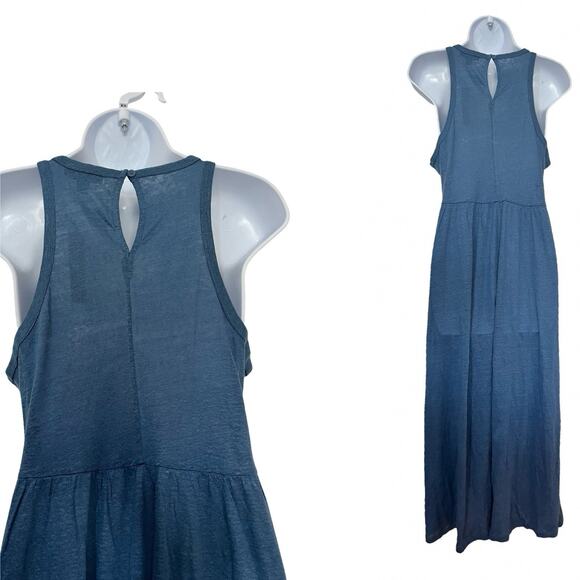 J Crew 100% Linen Sleeveless Maxi Tank Dress Size S Blue Coastal Vacation Travel - Picture 2 of 4